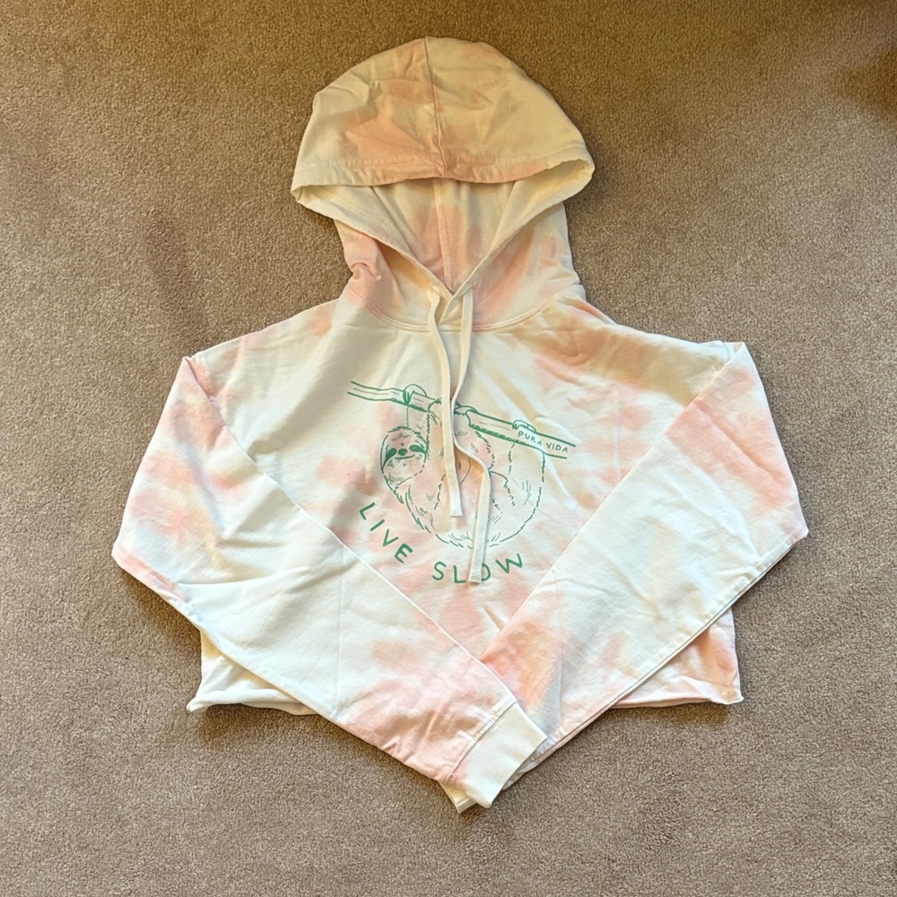 Pura Vida Live Slow Cropped Hoodie